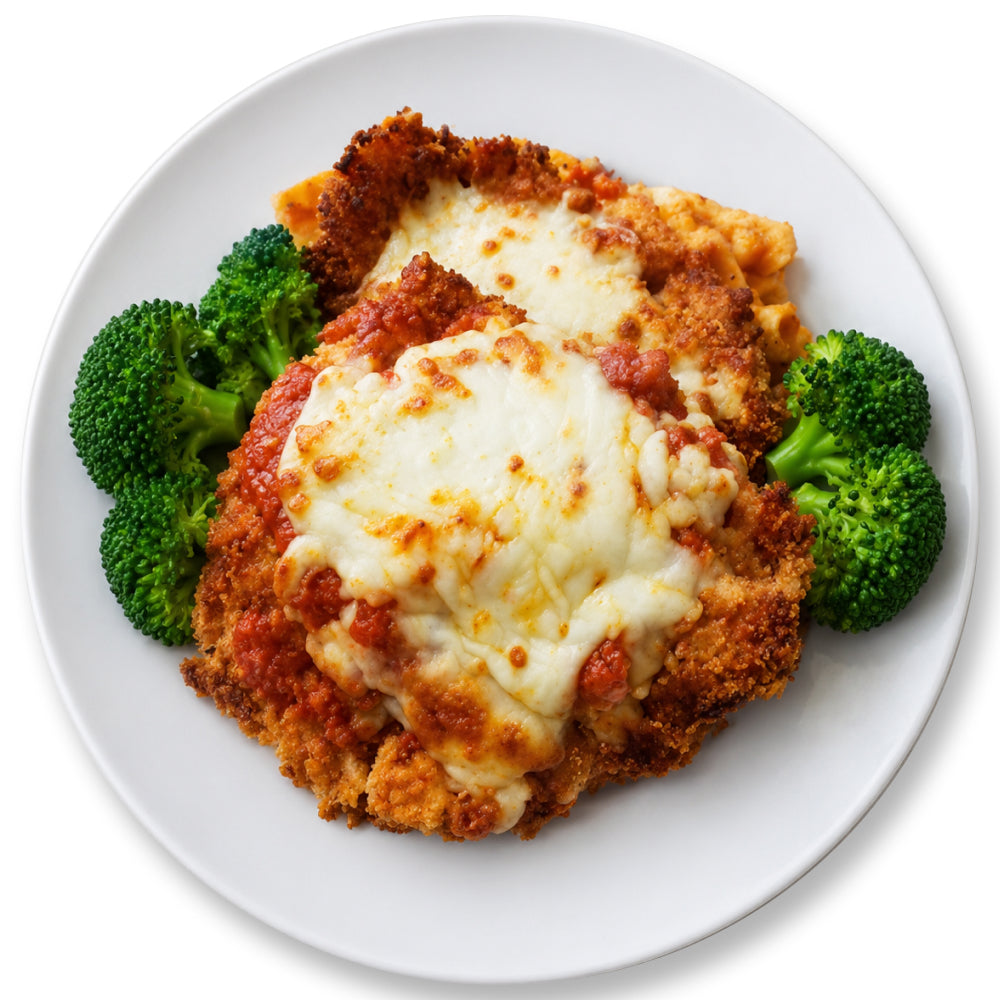 Chicken Parmesan, Marinara, Penne, Broccoli