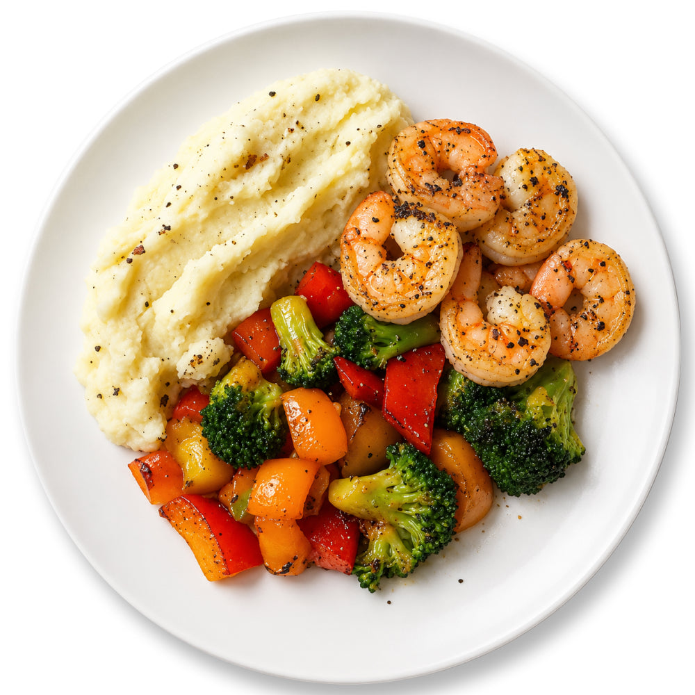 Lime Garlic Shrimp, Mashed Potatoes, Broccoli (5 Servings)